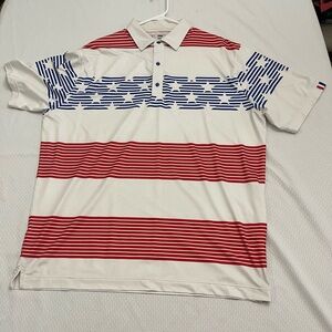 Men’s U Suck at Golf Patriotic American Flag Polo